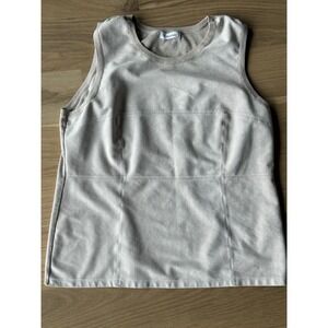 Calvin Klein Ultra Suede Knit Top Sleeveless Tan L-Xl Sleeveless Vest Soft